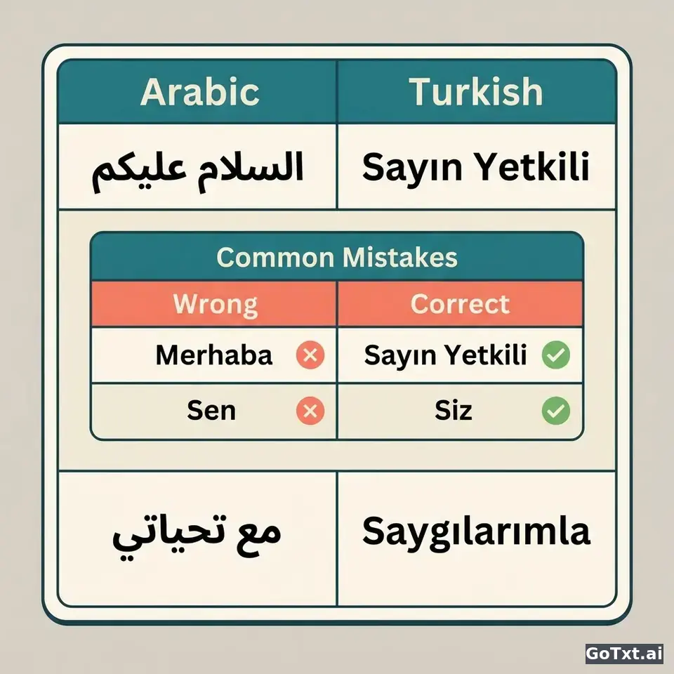 الرسائل الرسمية بالتركية: 4 أخطاء تفضح أنك لست ناطقًا أصليًا — illustration | GoTxt