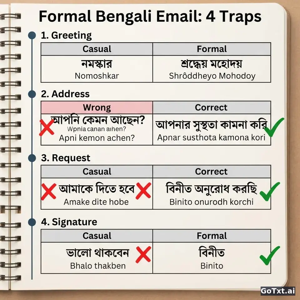 Formelle E-Mails auf Bengalisch: 4 Fallen, die dich sofort verraten — illustration | GoTxt