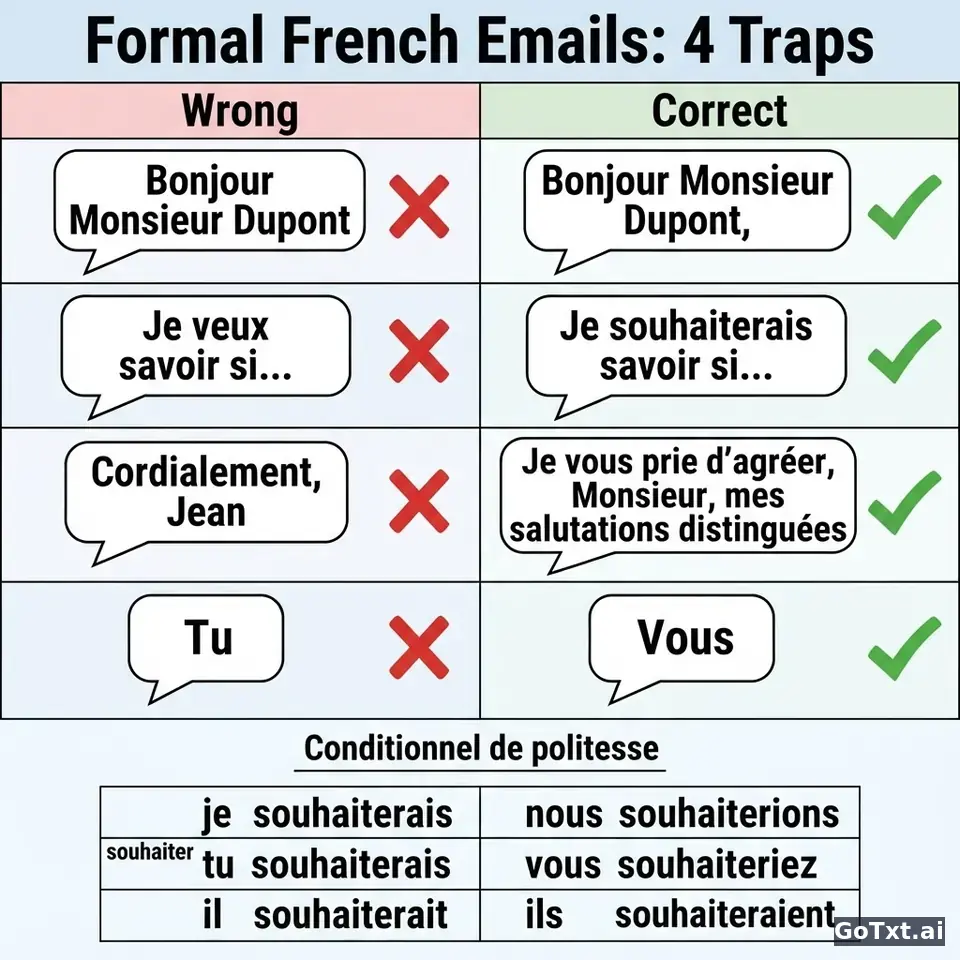 Formelle E-Mails auf Französisch: 4 Fallen, die dich sofort als Anfänger verraten — illustration | GoTxt