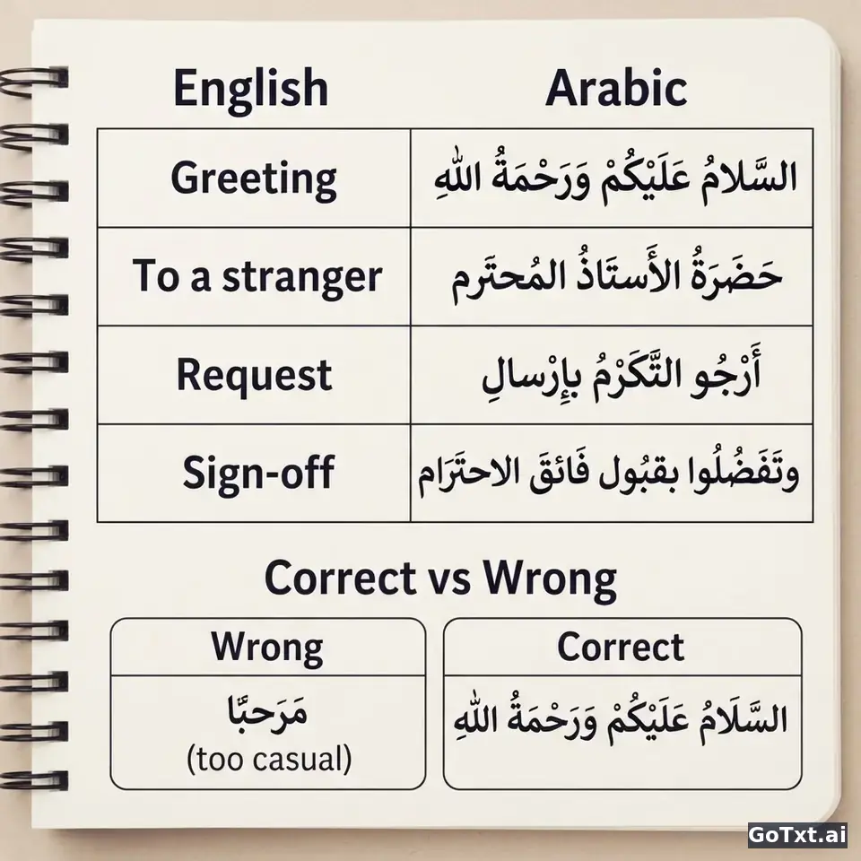 Formal Emails in Arabic: 4 Traps That Reveal You're Not a Native — illustration | GoTxt