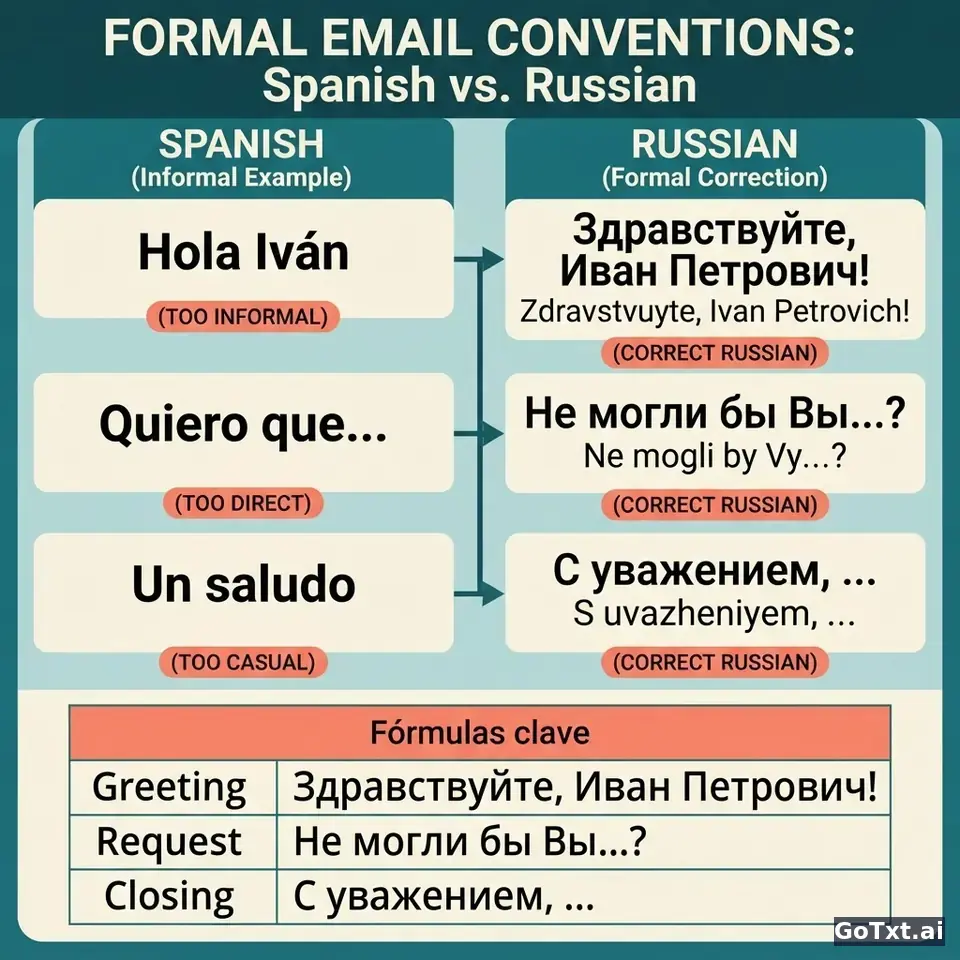 Correos formales en ruso: 4 trampas que delatan a un no nativo — illustration | GoTxt
