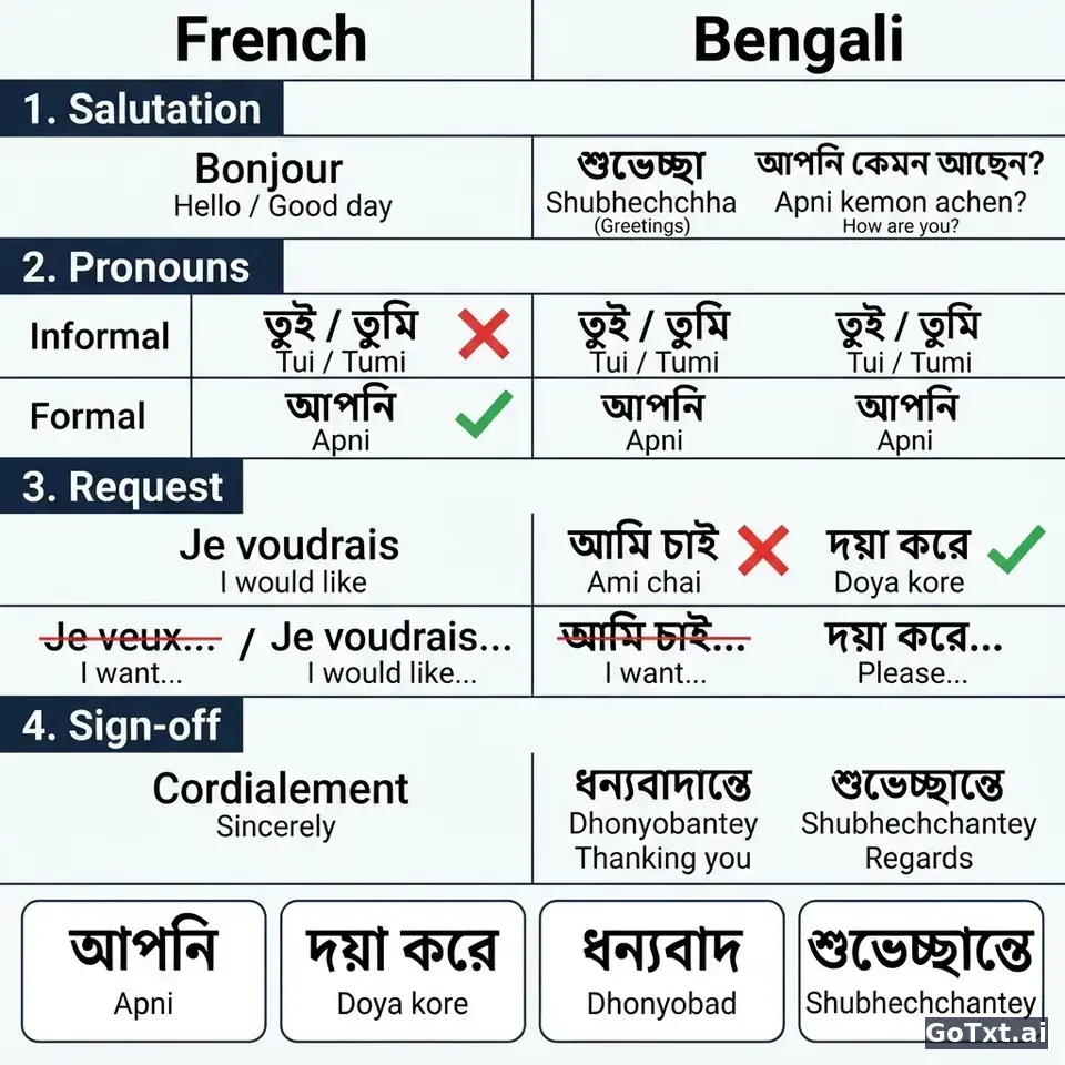 E-mails formels en bengali : 4 pièges qui trahissent un étranger — illustration | GoTxt