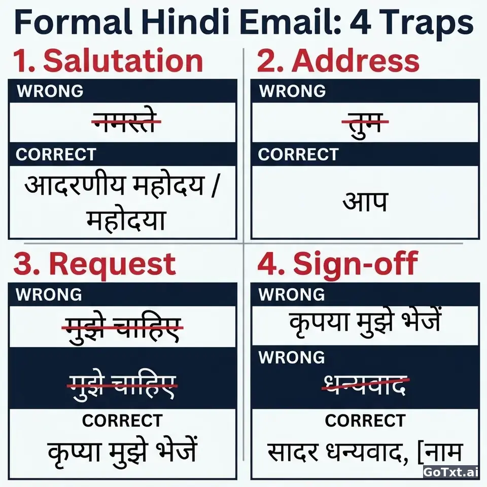 E-mails formels en hindi : 4 pièges qui trahissent un non-natif — illustration | GoTxt