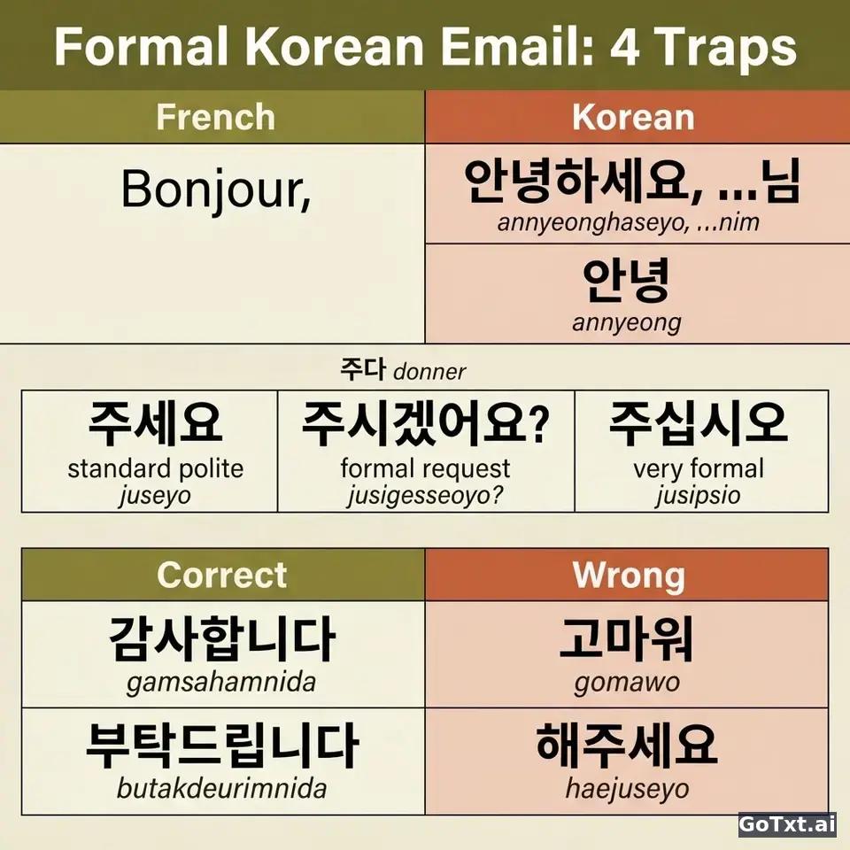 E-mails professionnels en coréen : 4 pièges qui trahissent un étranger — illustration | GoTxt