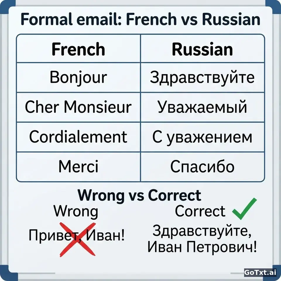 E-mails formels en russe : 4 pièges qui trahissent un étranger — illustration | GoTxt