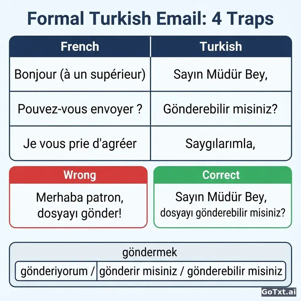 E-mails formels en turc : 4 pièges qui trahissent un non-natif — illustration | GoTxt
