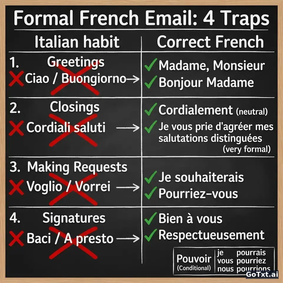 Email formali in francese: 4 trappole che ti smascherano subito — illustration | GoTxt