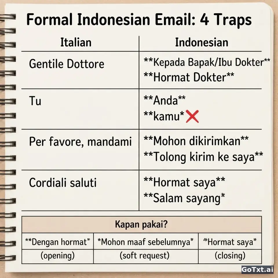 Email formali in indonesiano: 4 trappole che ti smascherano subito — illustration | GoTxt