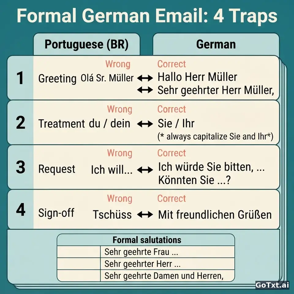 E-mails formais em alemão: 4 armadilhas que entregam que você não é nativo — illustration | GoTxt