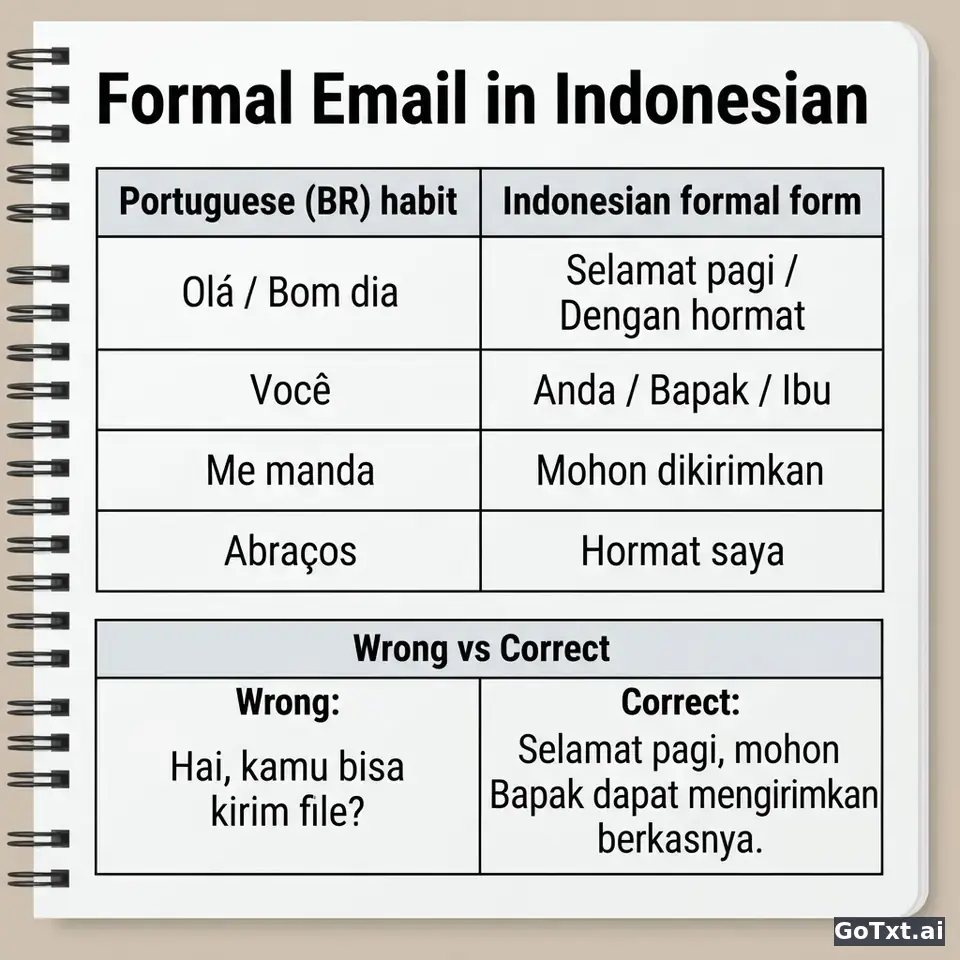 E-mails formais em indonésio: 4 armadilhas que revelam que você não é nativo — illustration | GoTxt
