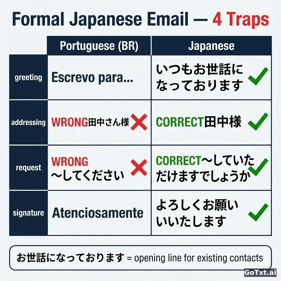 E-mails formais em japonês: 4 armadilhas que entregam que você não é nativo — illustration | GoTxt