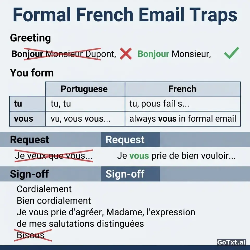 E-mails formais em francês: 4 armadilhas que revelam logo que não és nativo — illustration | GoTxt