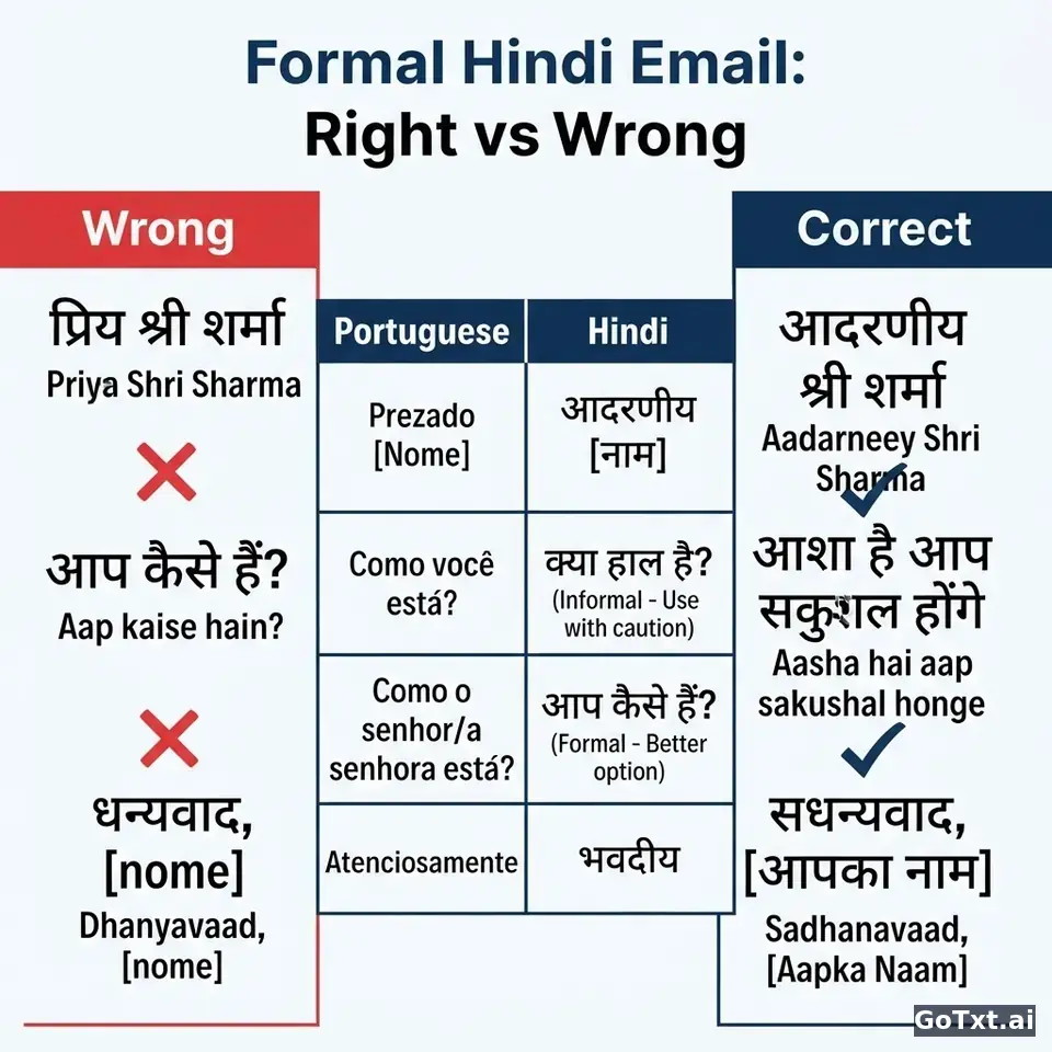 E-mails formais em hindi: 4 armadilhas que revelam logo que não és nativo — illustration | GoTxt
