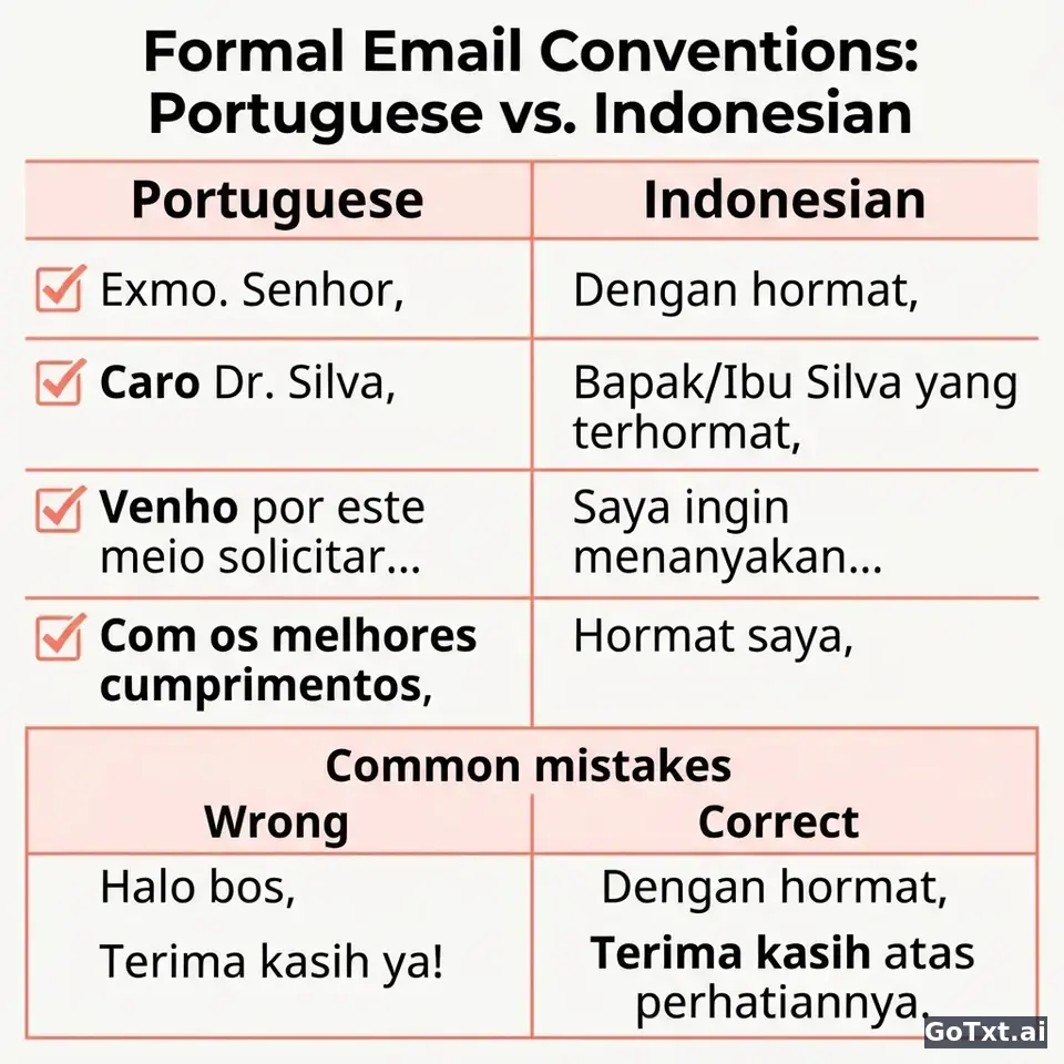 E-mails formais em indonésio: 4 armadilhas que revelam logo que não és nativo — illustration | GoTxt