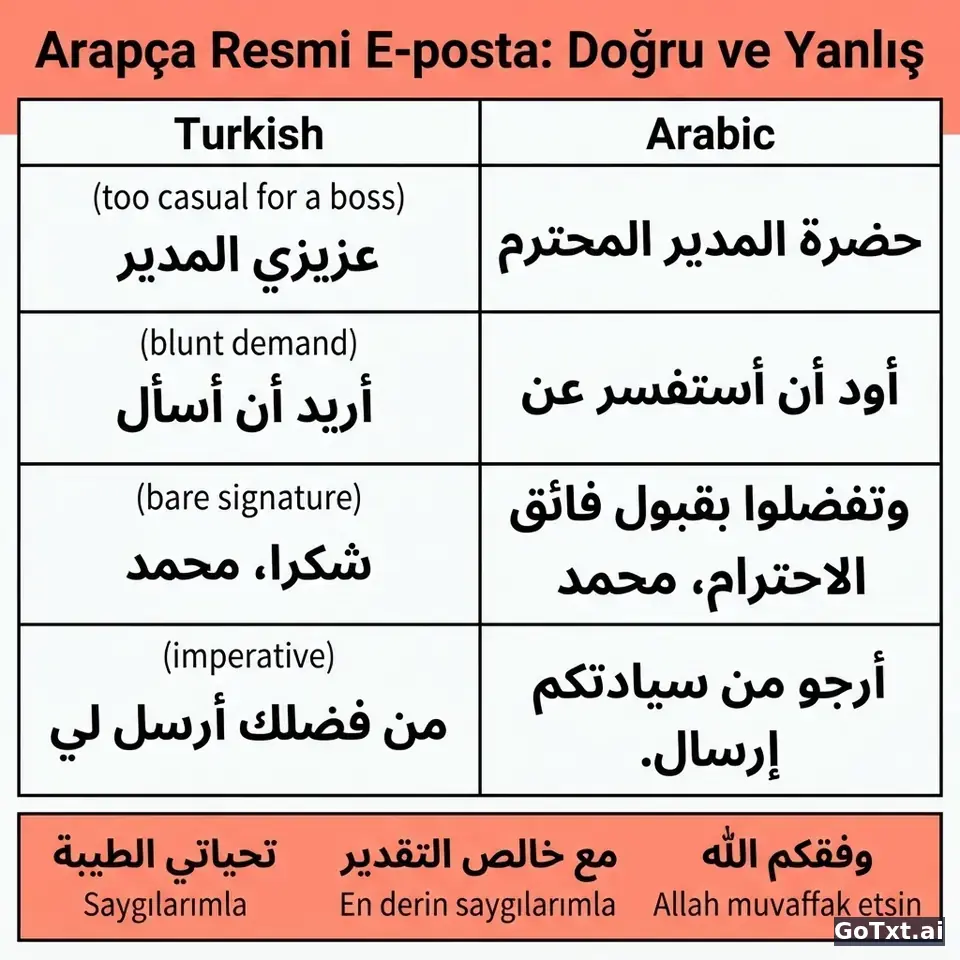 Resmi E-postalar: Arapçada Anında Yabancı Olduğunu Ele Veren 4 Tuzak — illustration | GoTxt