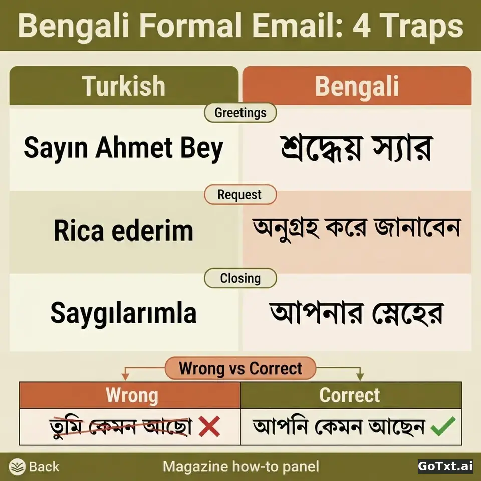 Resmî E-postalar: Bengalce Yazışmada Sizi Hemen Ele Veren 4 Tuzak — illustration | GoTxt