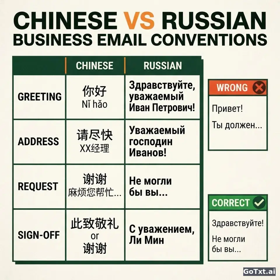 俄语商务邮件：4个陷阱让你一眼被看出不是母语者 — illustration | GoTxt