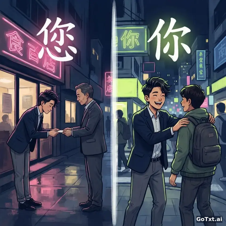 أنت أم حضرتك؟ فنّ المخاطبة بالصينية بين **你** و**您** — illustration | GoTxt