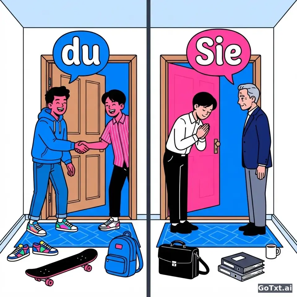 أنت أم حضرتك؟ فنّ المخاطبة في الألمانية بين **du** و**Sie** — illustration | GoTxt