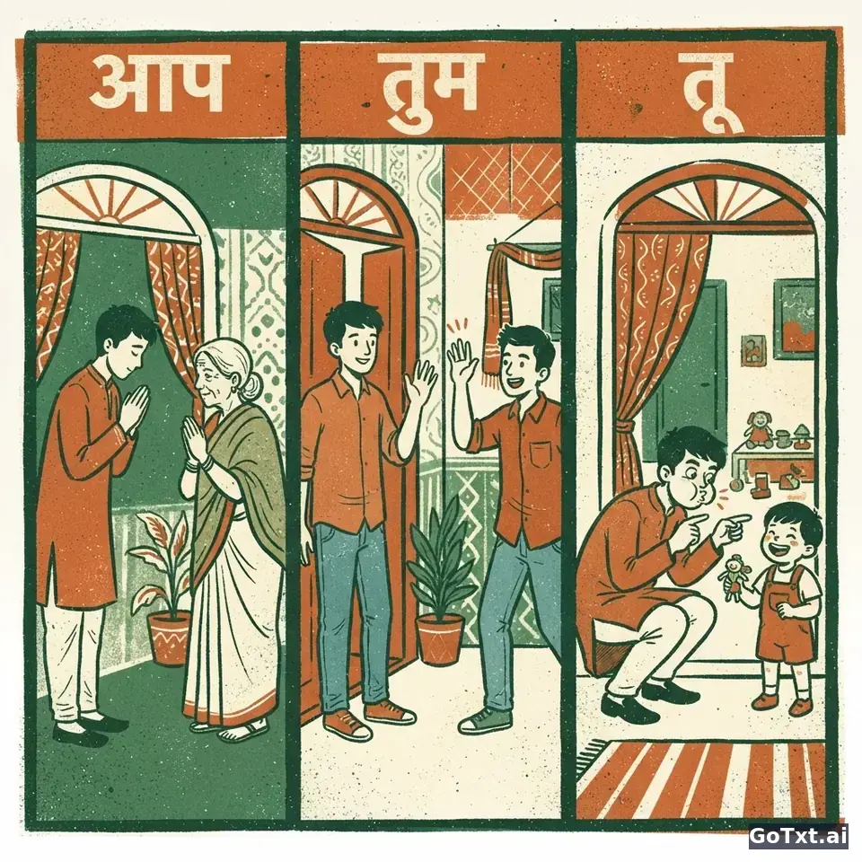 Tu or Aap? How to Address People in Hindi Without Sounding Rude — illustration | GoTxt