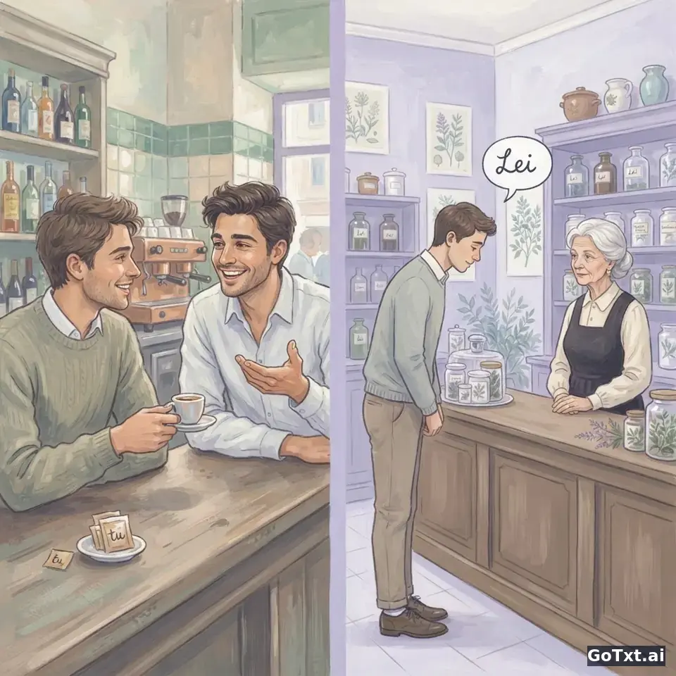 Tu or Lei? How to Address People in Italian Without Sounding Rude — illustration | GoTxt