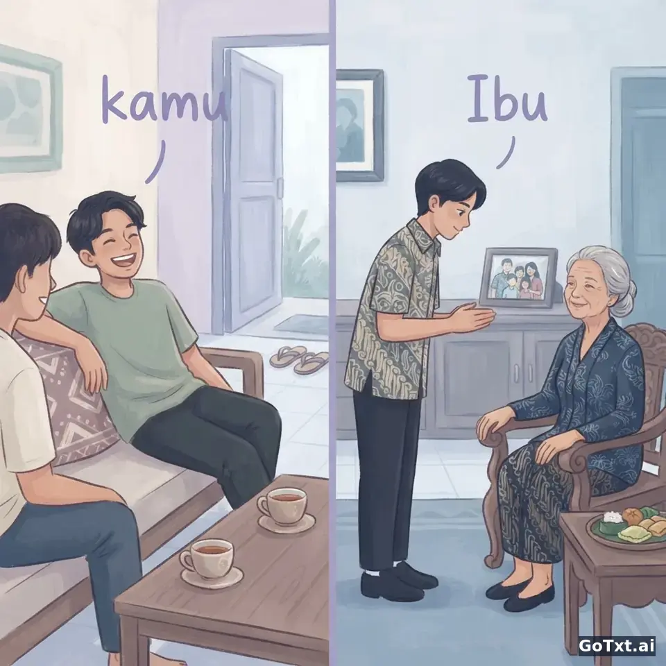 Tú o usted en indonesio: cómo elegir el tratamiento correcto sin ofender a nadie — illustration | GoTxt