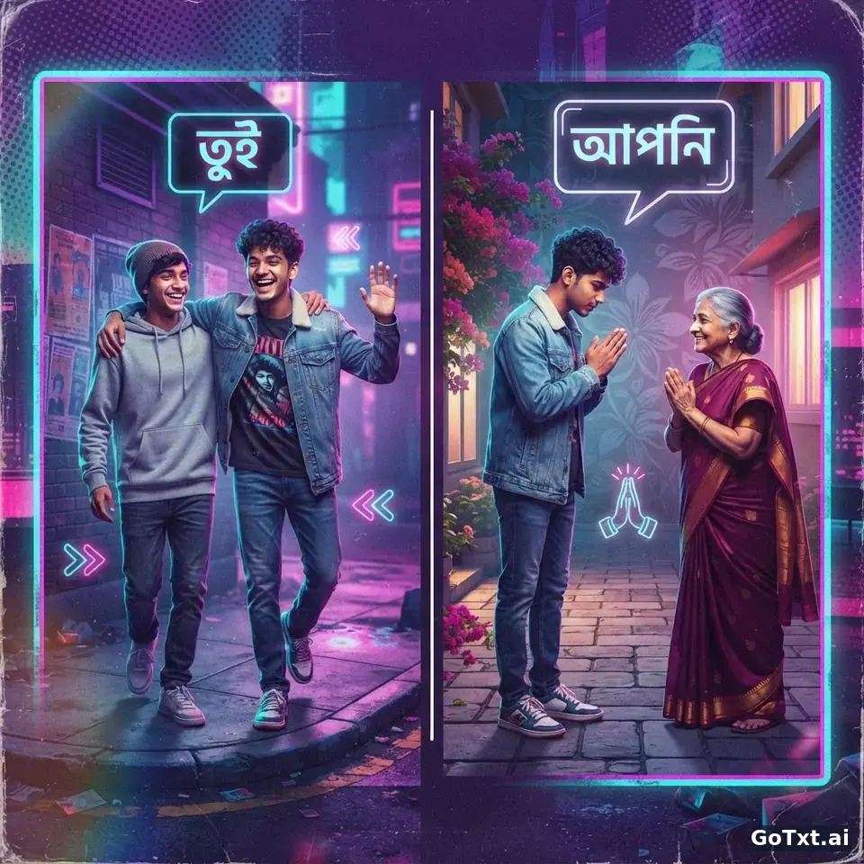 Tu ou vous en bengali ? Le guide des pronoms qui changent tout — illustration | GoTxt
