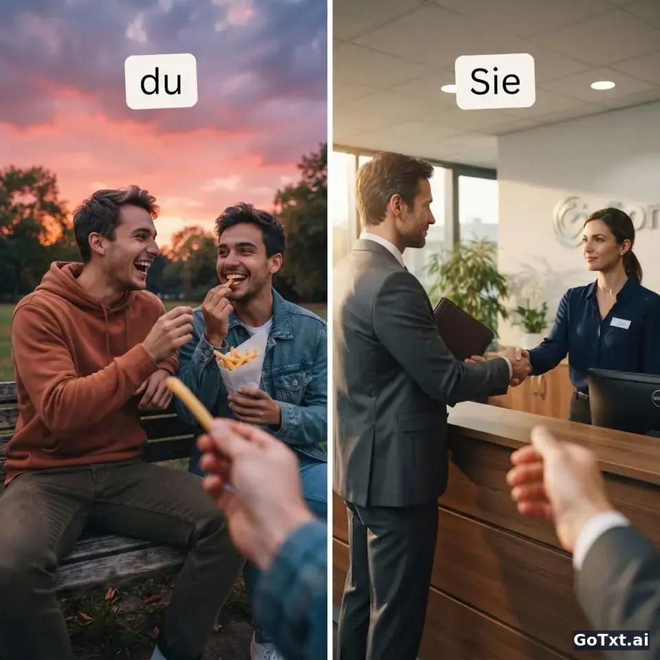 Du o Sie? Come dare del tu e del lei in tedesco senza fare figuracce — illustration | GoTxt