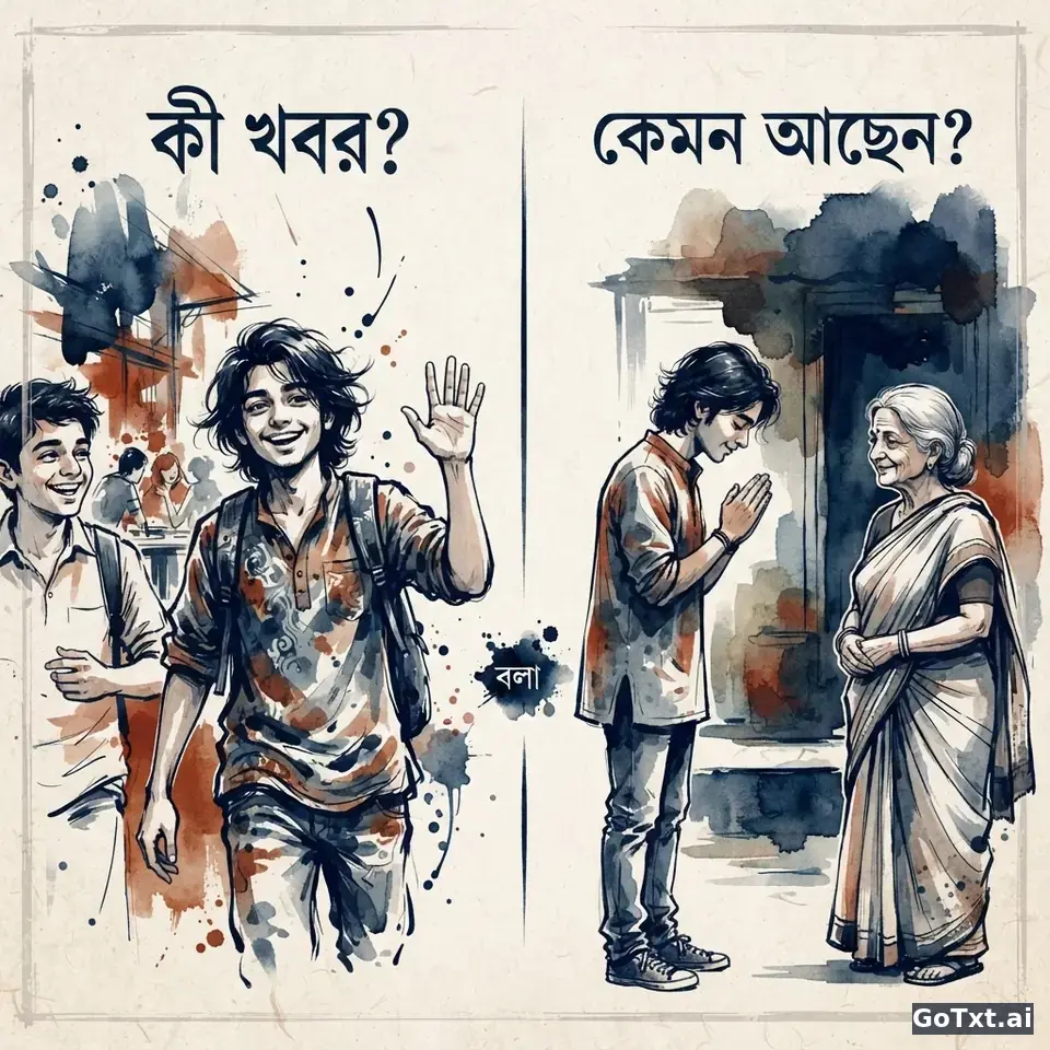 Sen mi, siz mi? Bengalcede Hitap Etmenin İncelikleri — illustration | GoTxt
