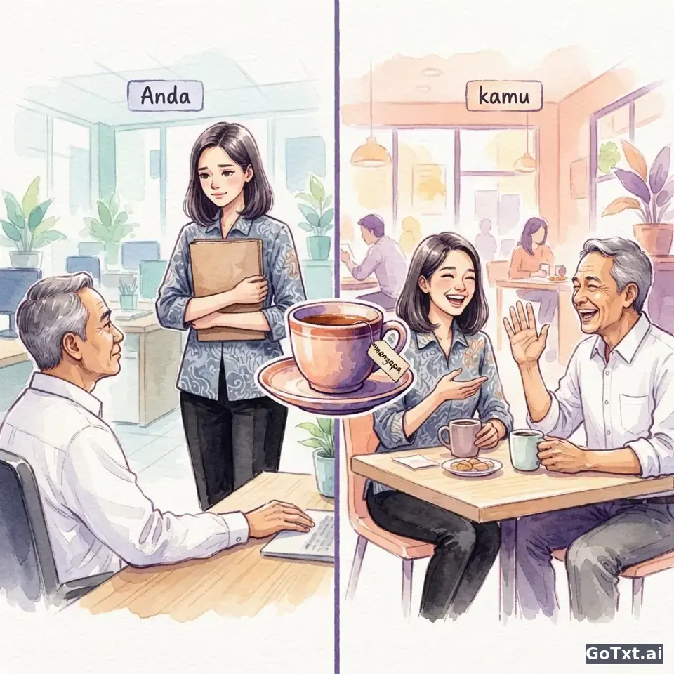 你还是您？印尼语称呼的正式与非正式，一次讲透 — illustration | GoTxt