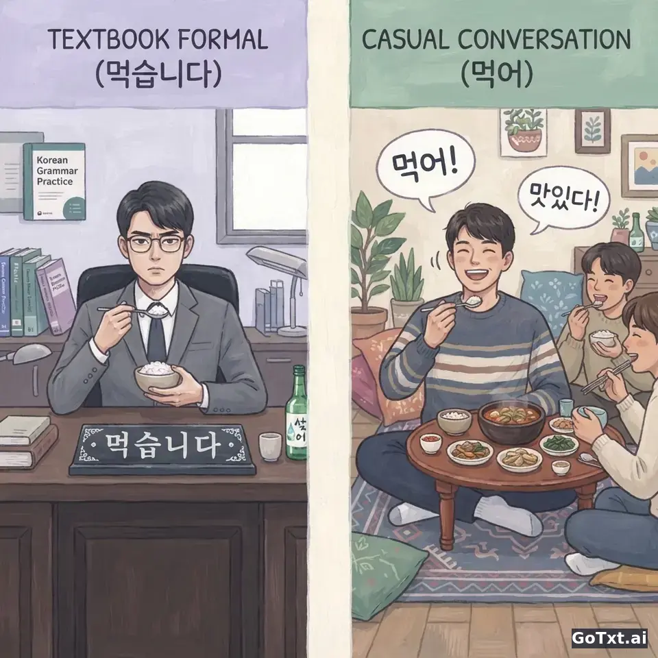 Grammar That Sounds Weird: 4 Korean Traps That Mark You as a Foreigner — illustration | GoTxt