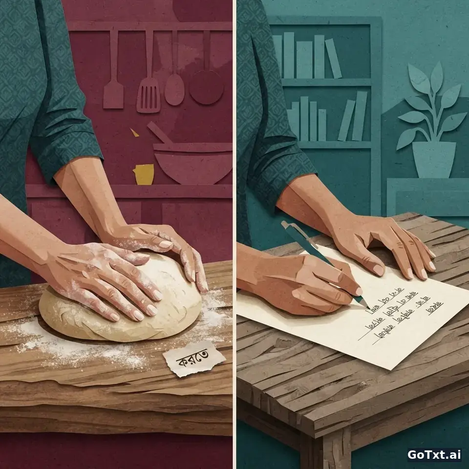 فعل **করতে** (korte) في البنغالية: دليلك الكامل لتفكيك أكثر الأفعال إرباكًا — illustration | GoTxt