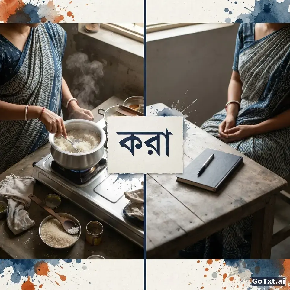 Der bengalische Alltagsheld **kora** – warum „machen“ mehr kann, als du denkst — illustration | GoTxt