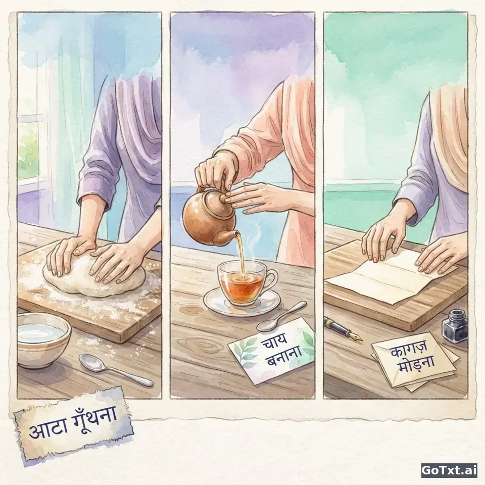 Hindi-Grammatik: Der Verb-Champion **karnā** – Formen, Fallen und Merktricks — illustration | GoTxt