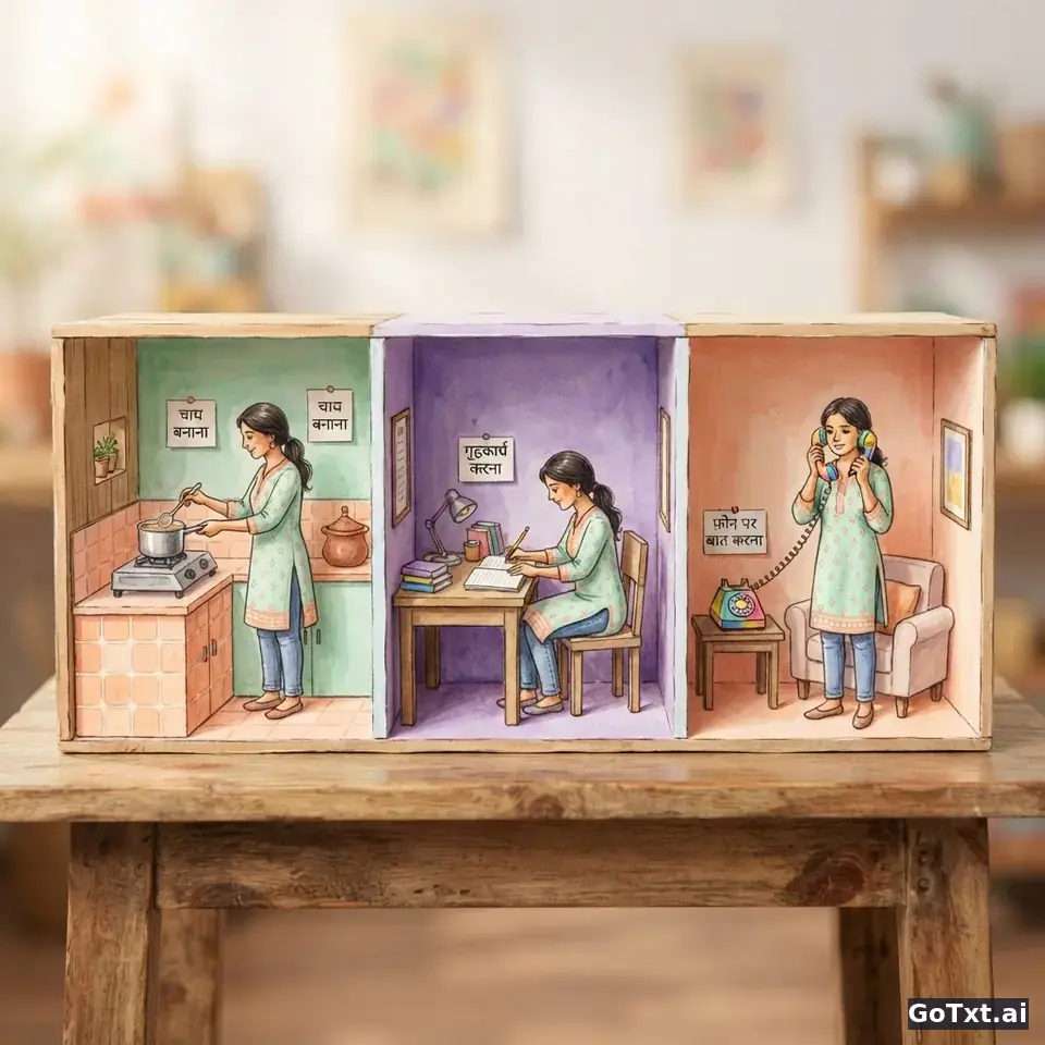 Hindi-Grammatik ohne Panik: Der Verb-Chamäleon **karnā** meistern — illustration | GoTxt