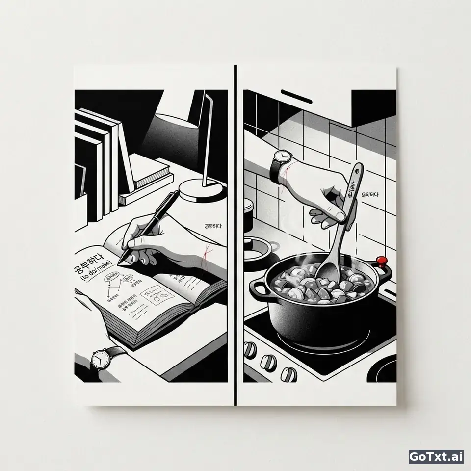 Koreanisch lernen: Das Verb **하다** – Formen, Fallen und Eselsbrücken — illustration | GoTxt