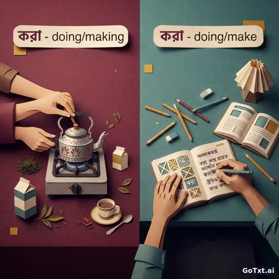 O verbo **করা** (fazer) em bengali: domine as formas e pare de travar — illustration | GoTxt