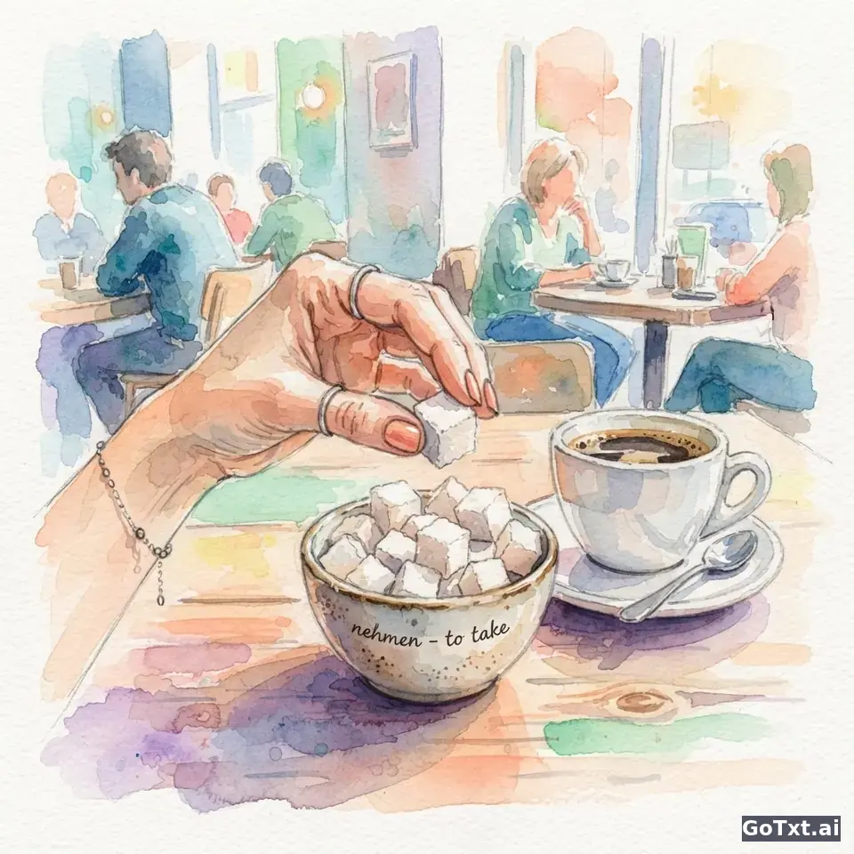 O verbo **nehmen** em alemão: formas, armadilhas e como nunca mais tropeçar nele — illustration | GoTxt