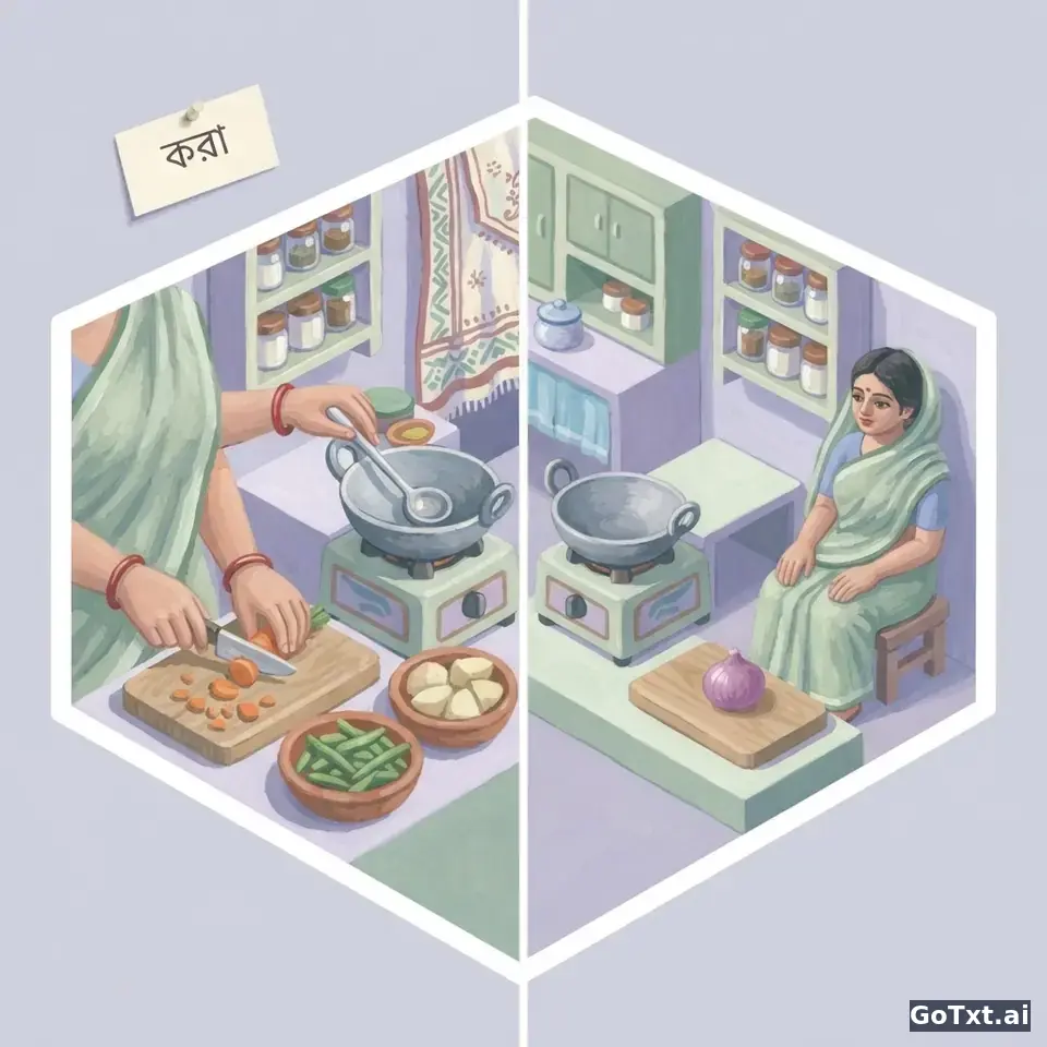 Bengalcede "yapmak" fiili: **kora** ile tüm zamanları tek seferde çöz — illustration | GoTxt