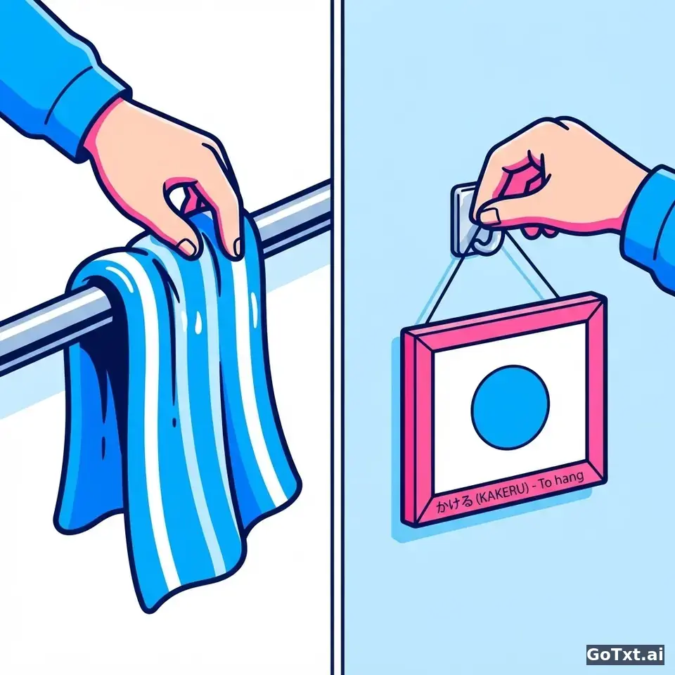 Japonca **かける** Fiili: Tek Kelime, Onlarca Anlam — Korkmadan Öğrenmenin Yolu — illustration | GoTxt