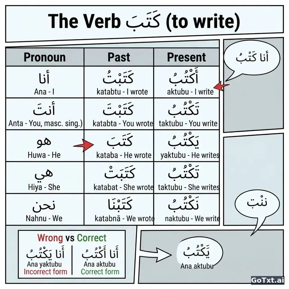Irregular Verbs in Arabic: One Verb, All Its Forms, Step by Step — illustration | GoTxt