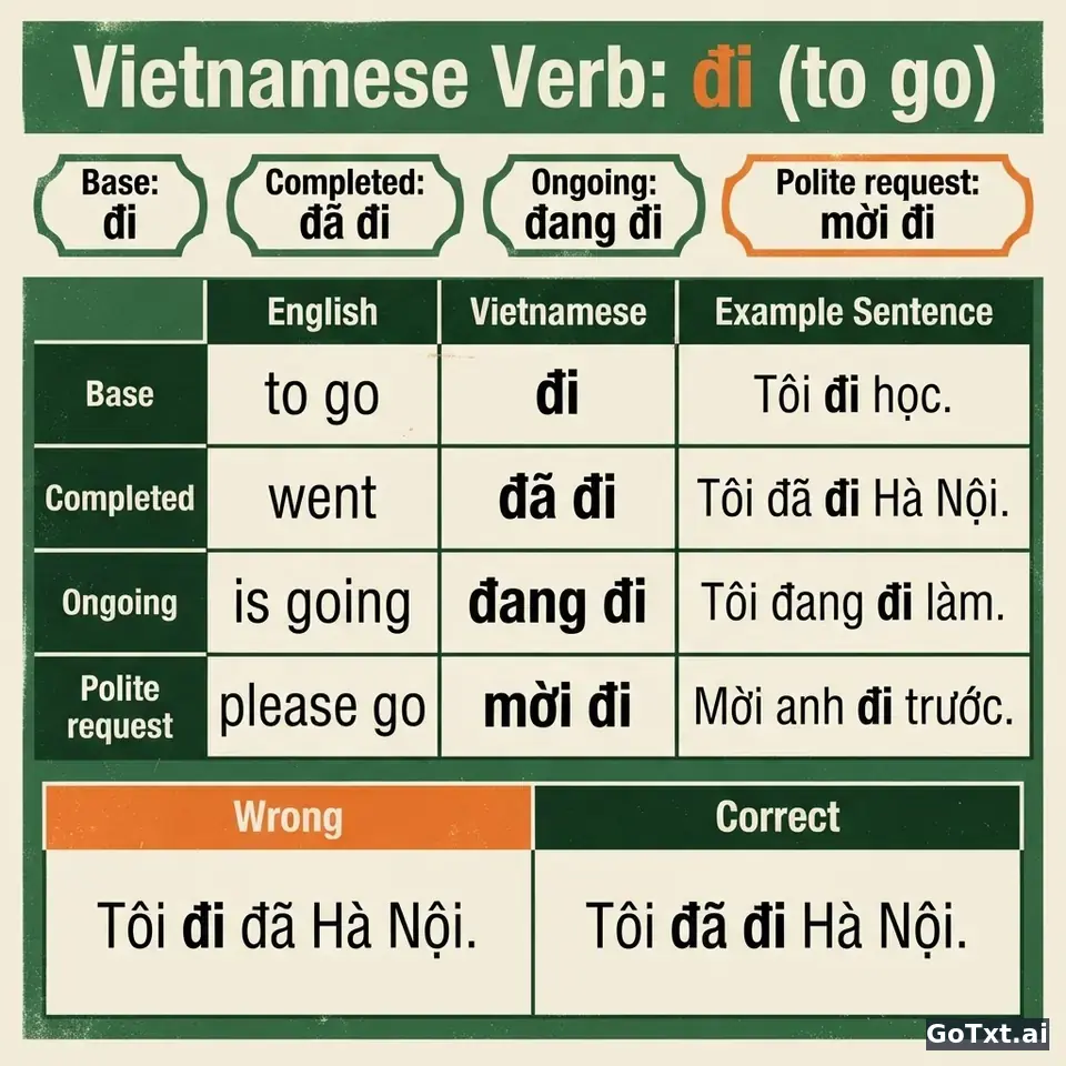 Vietnamese Irregular Verbs: One Verb, All Its Forms, Step by Step — illustration | GoTxt