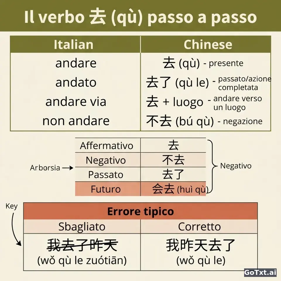 Verbi irregolari cinesi: un verbo, tutte le sue forme, spiegate passo a passo — illustration | GoTxt