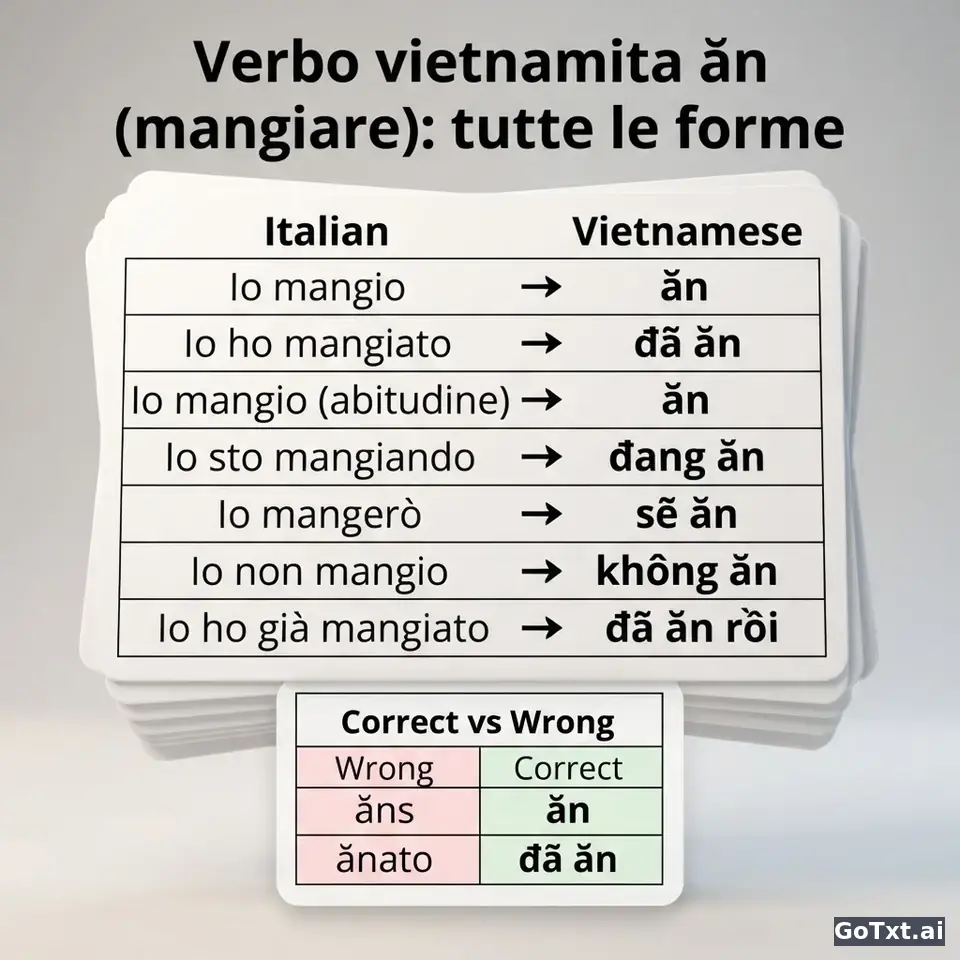 Verbi irregolari vietnamiti: un verbo, tutte le forme, spiegate passo passo — illustration | GoTxt