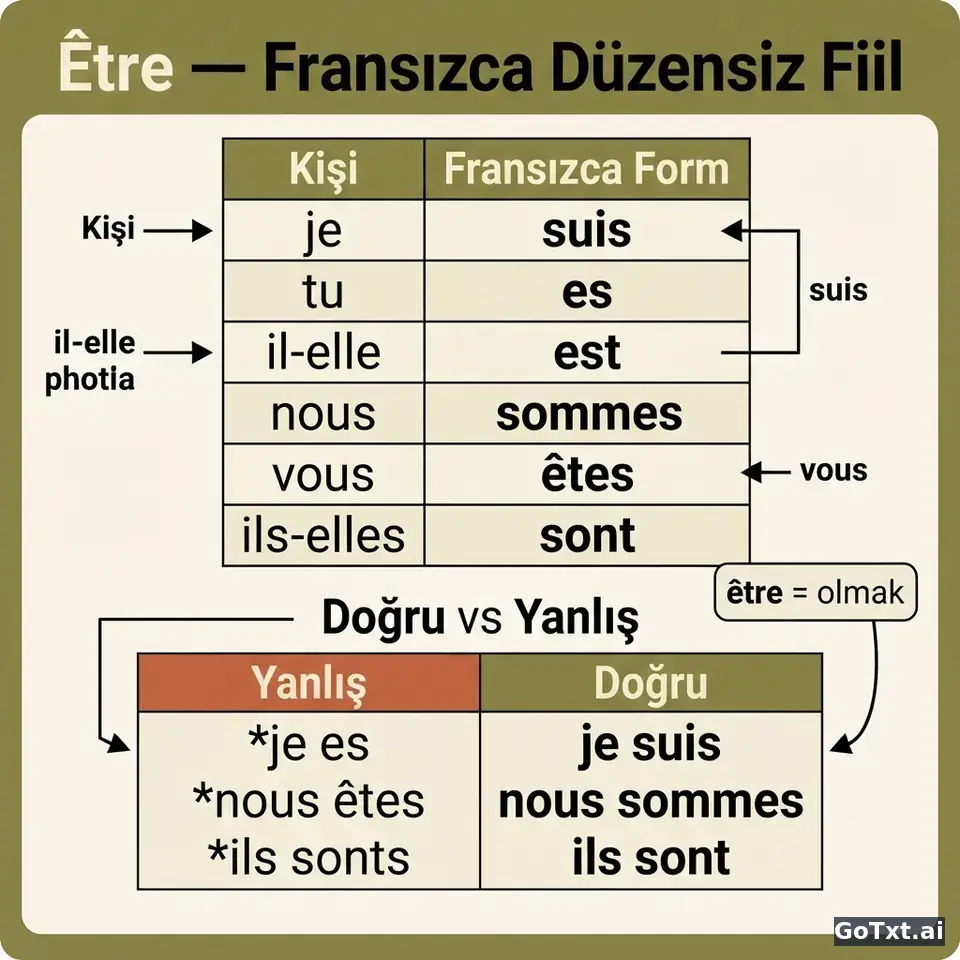Fransızca Düzensiz Fiiller: "Être" Fiilini Adım Adım Çözümlüyoruz — illustration | GoTxt
