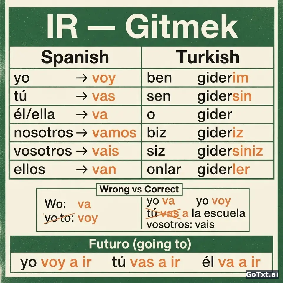 Düzensiz Fiiller: "Ir" Fiilinin Tüm Halleri Adım Adım — illustration | GoTxt