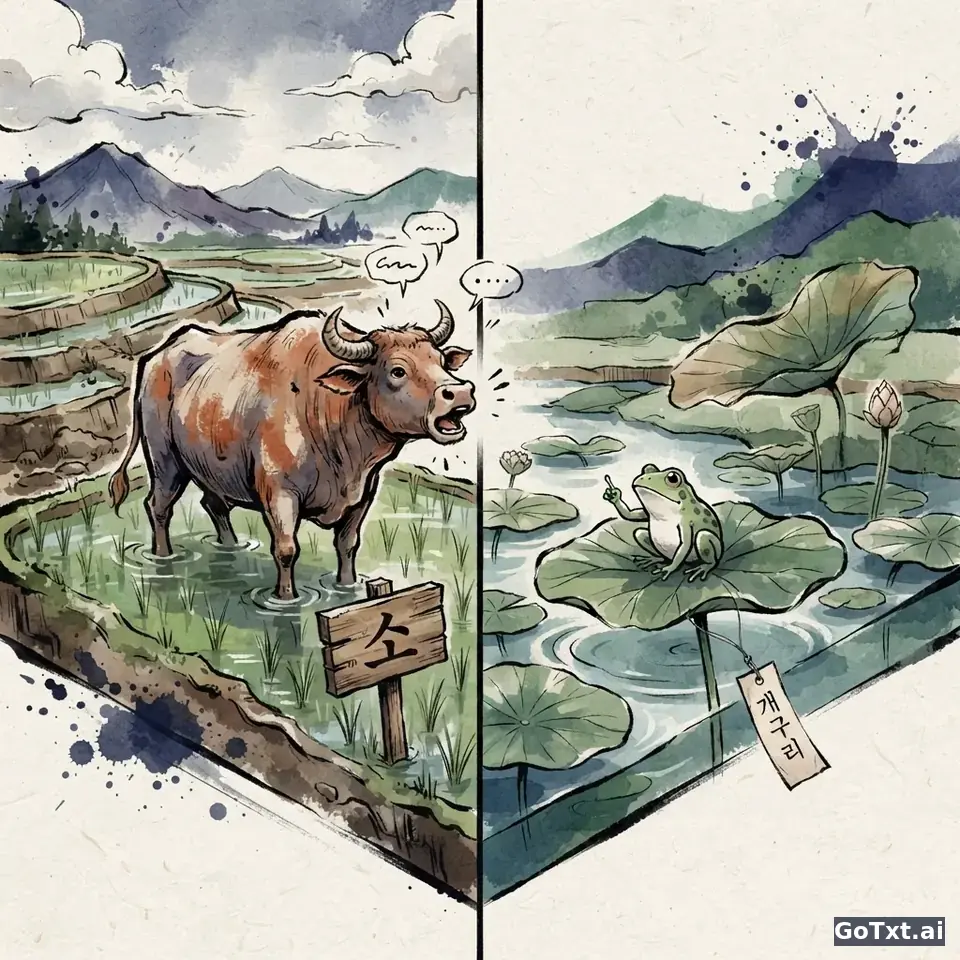 Warum Koreaner über einen Ochsen und einen Frosch lachen — ein Witz, der mehr über die Spr — illustration | GoTxt