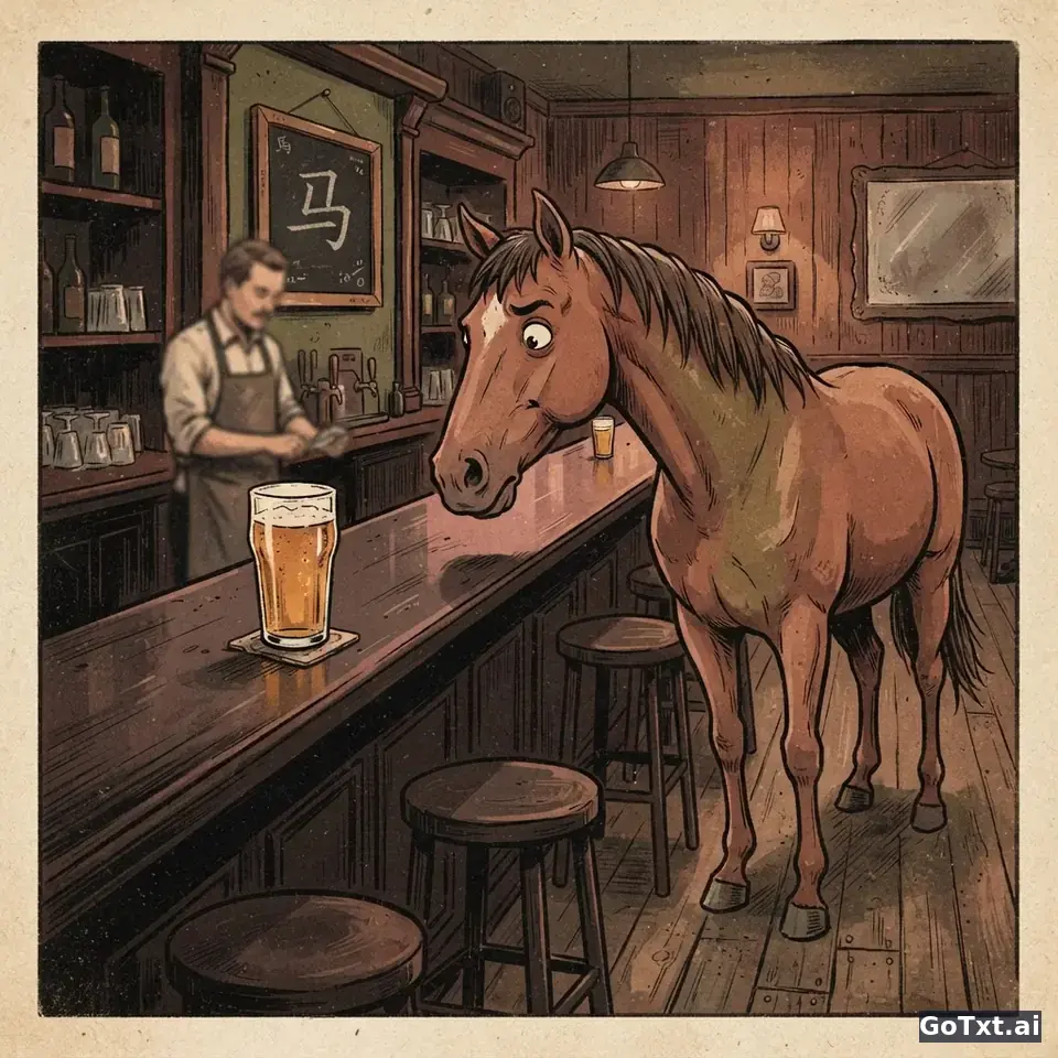 Décoder l'humour chinois : la blague du « cheval » qui n'en est pas un — illustration | GoTxt