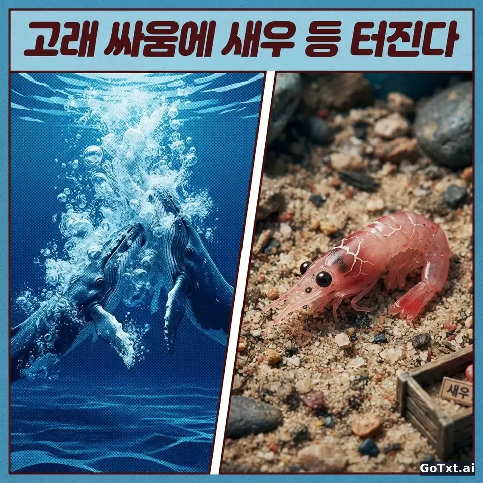 韩语笑话里的文化密码：从「고래 싸움에 새우 등 터진다」看懂韩国人的生存哲学 — illustration | GoTxt